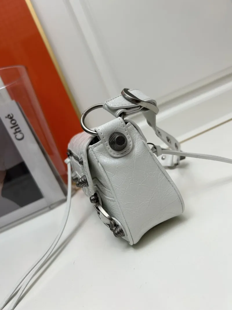 Balenciaga White Leather Crossbody Bag 9020 - Image 3