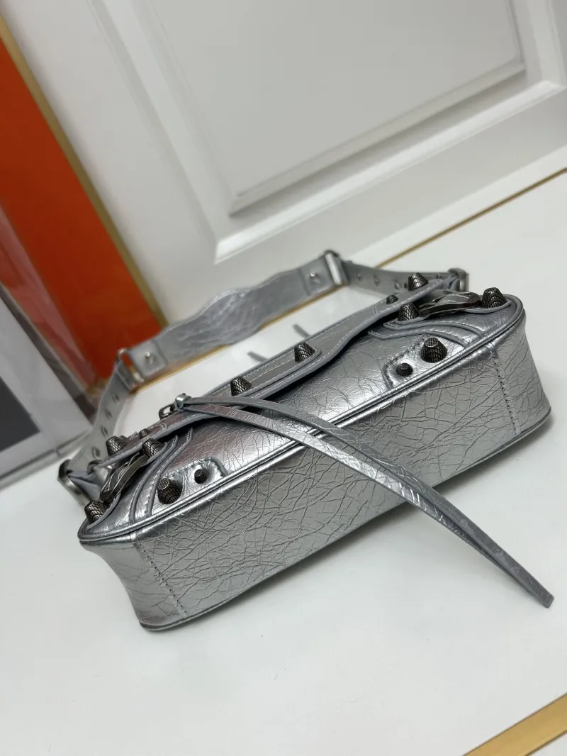 Balenciaga Silver Satchel Crossbody Bag 9020 - Image 4