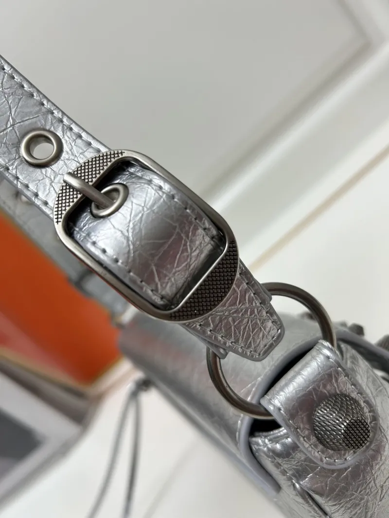 Balenciaga Silver Satchel Crossbody Bag 9020 - Image 6