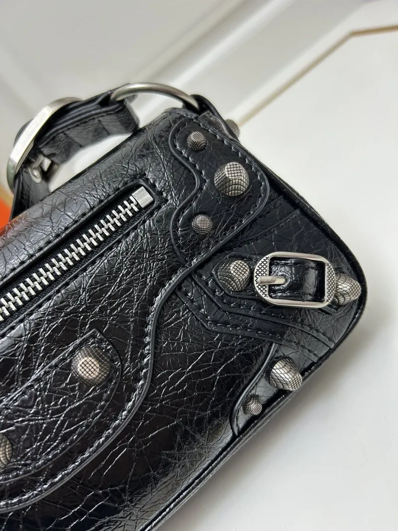 Balenciaga Black Leather Satchel Bag 9020 - Image 3