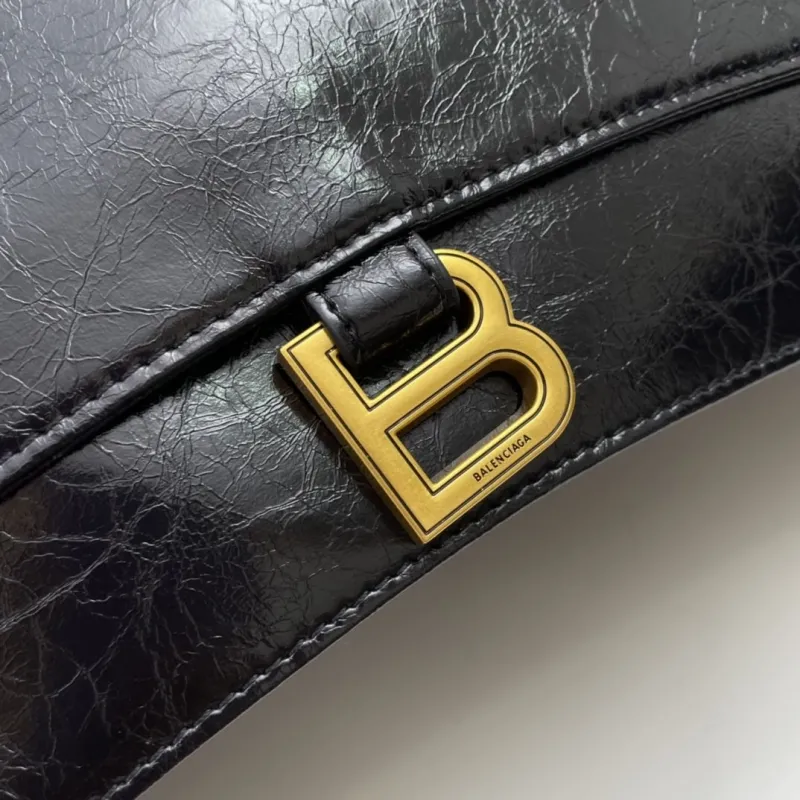 Balenciaga 8915 Large Black Leather Shoulder Bag - Image 4