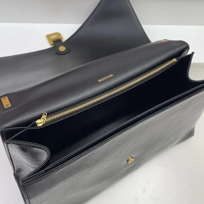 Balenciaga 8915 Large Black Leather Shoulder Bag - Image 8