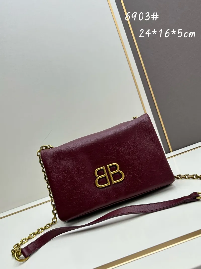Balenciaga Burgundy Leather Crossbody Bag 6903