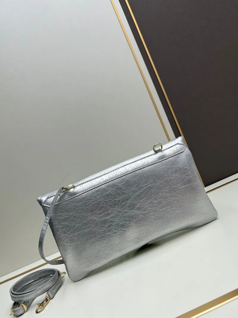 Alternative view of Balenciaga Silver Crossbody Clutch Bag 6844