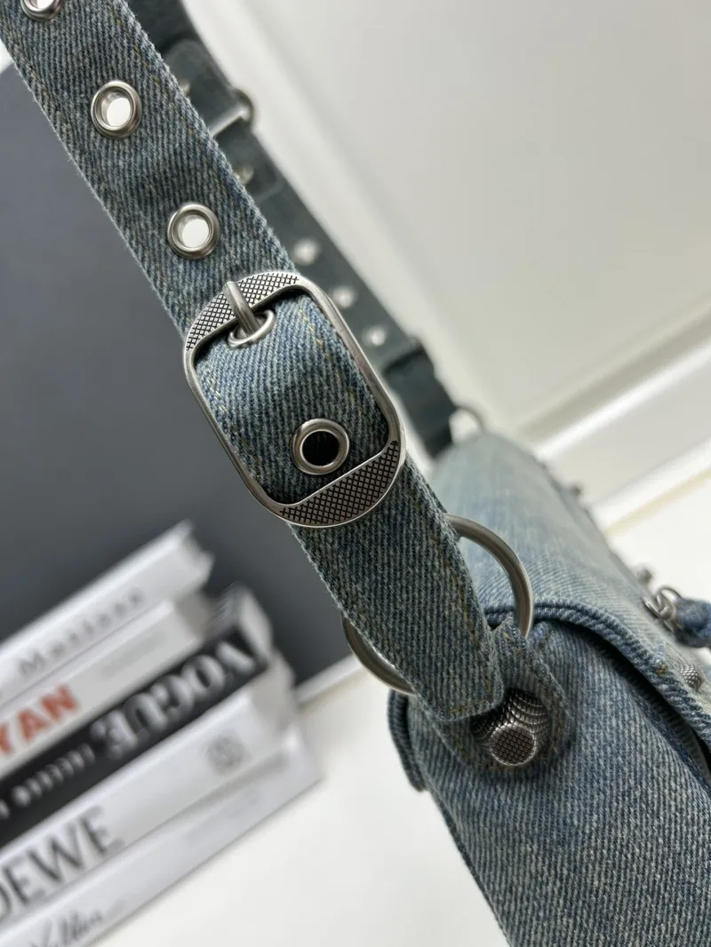 Balenciaga Denim Shoulder Bag 9020 Large - Image 6