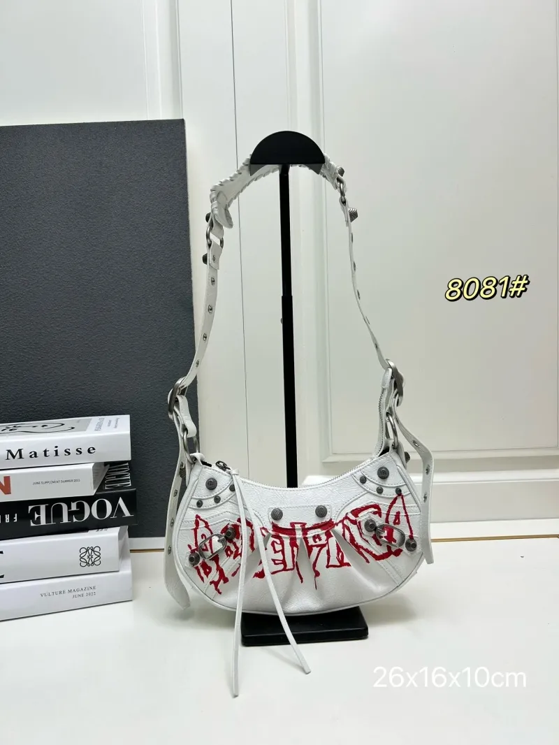 Balenciaga White Crescent Shoulder Bag 8081