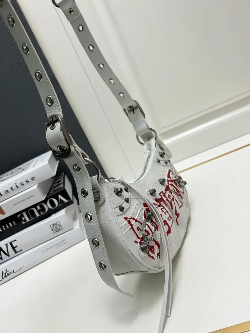 Balenciaga White Crescent Shoulder Bag 8081 - Image 3