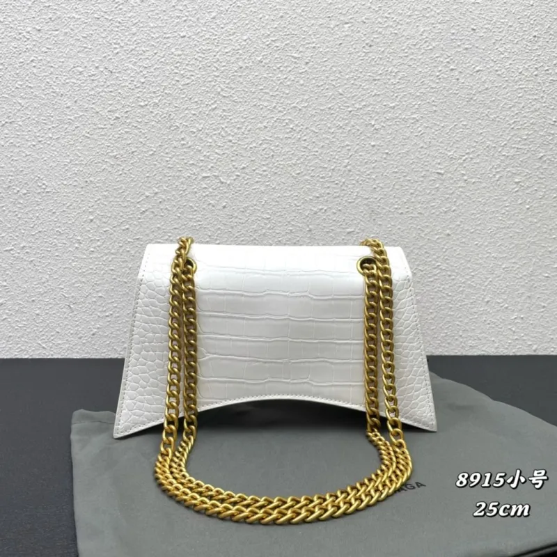 Alternative view of Balenciaga White Crocodile Embossed Small Chain Shoulder Bag