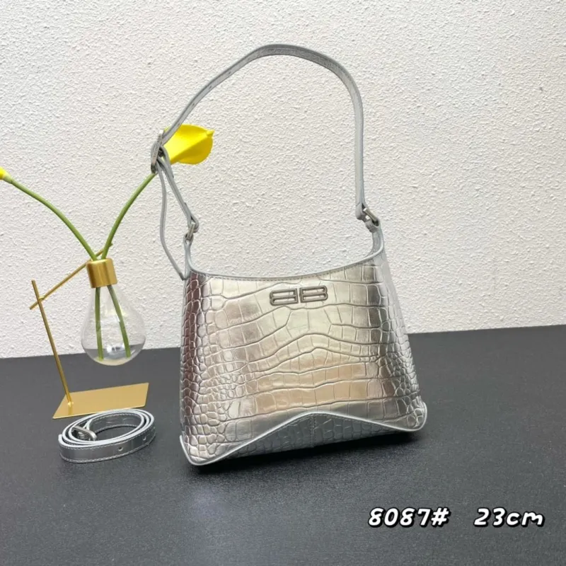 Balenciaga Silver Croc Embossed Top Handle Bag 8087 23cm - Image 3
