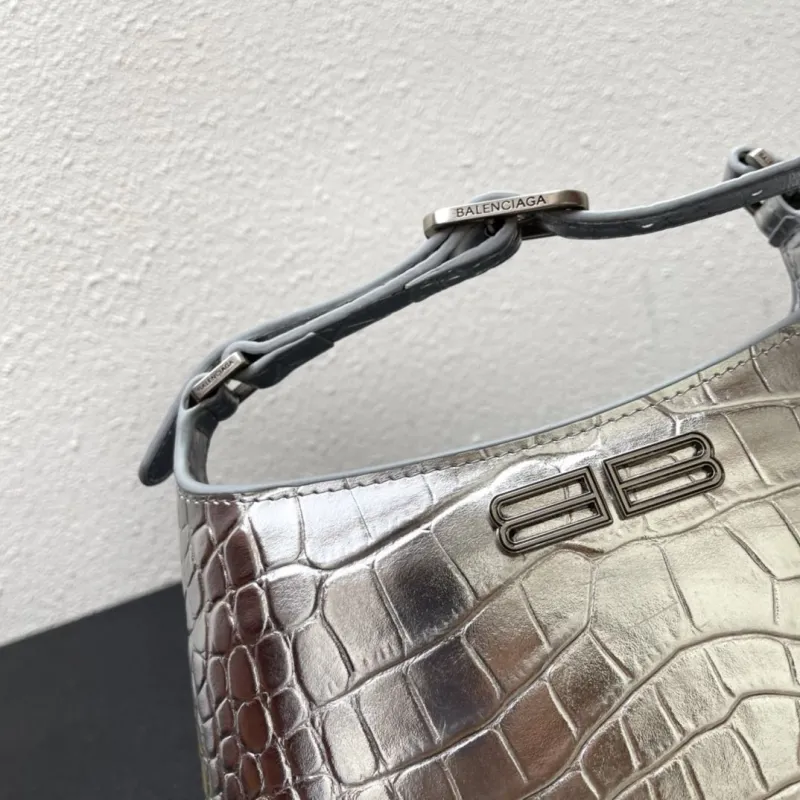 Balenciaga Silver Croc Embossed Top Handle Bag 8087 23cm - Image 6