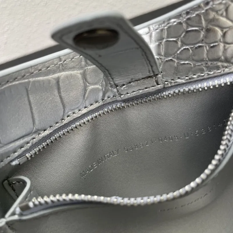 Balenciaga Silver Croc Embossed Top Handle Bag 8087 23cm - Image 9