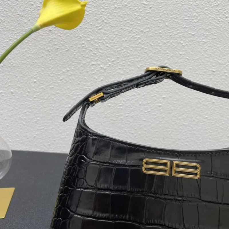 Balenciaga Black Crocodile Shoulder Bag 8087 23cm - Image 5