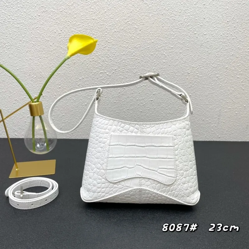 Alternative view of Balenciaga White Croc Embossed Hobo Bag 8087 23cm