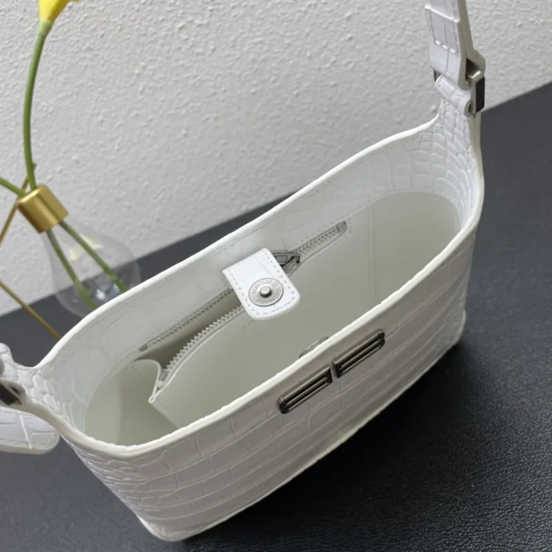 Balenciaga White Croc Embossed Hobo Bag 8087 23cm - Image 7