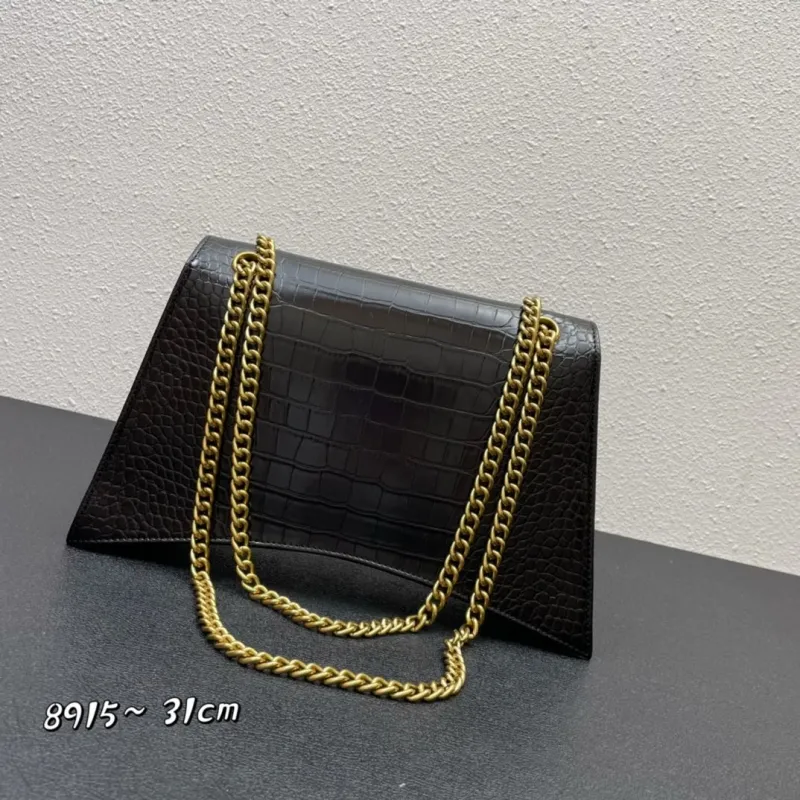 Balenciaga Black Crocodile Embossed Chain Shoulder Bag 8915 - Image 3