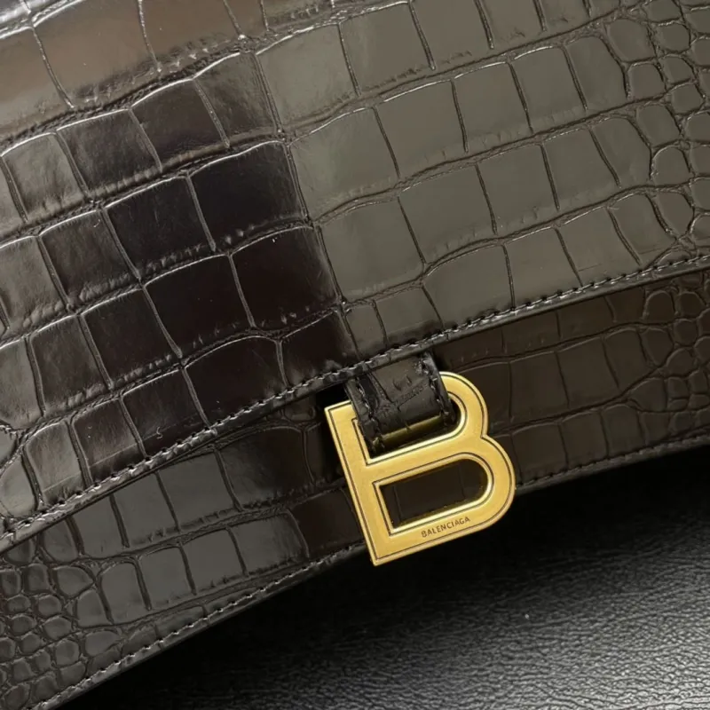 Balenciaga Black Crocodile Embossed Chain Shoulder Bag 8915 - Image 5