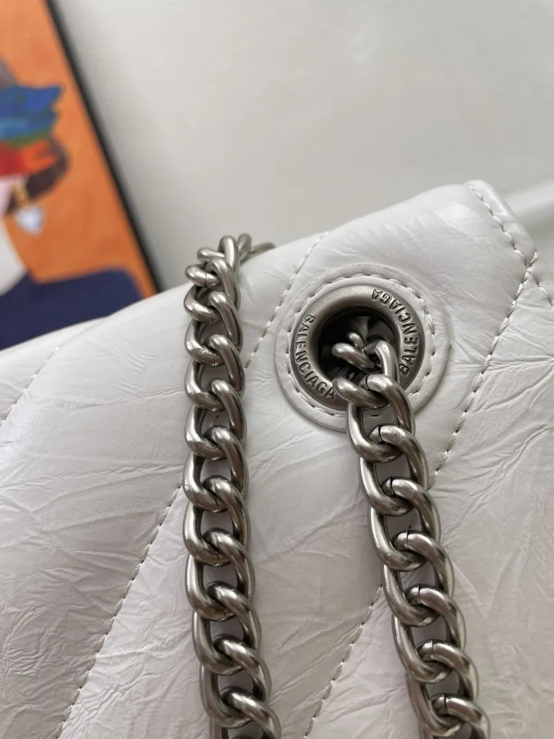 Balenciaga White Quilted Chain Shoulder Bag 8911 - Image 5