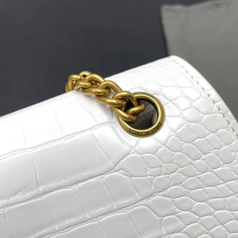 Balenciaga White Crocodile Embossed Small Chain Bag - Image 5
