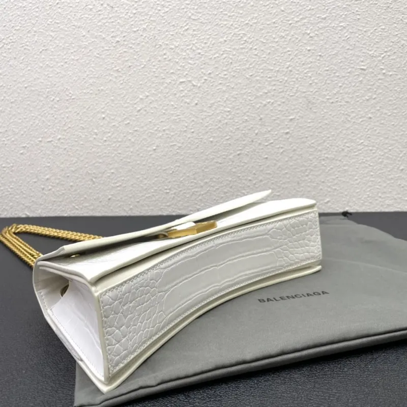 Balenciaga White Crocodile Embossed Small Chain Bag - Image 7