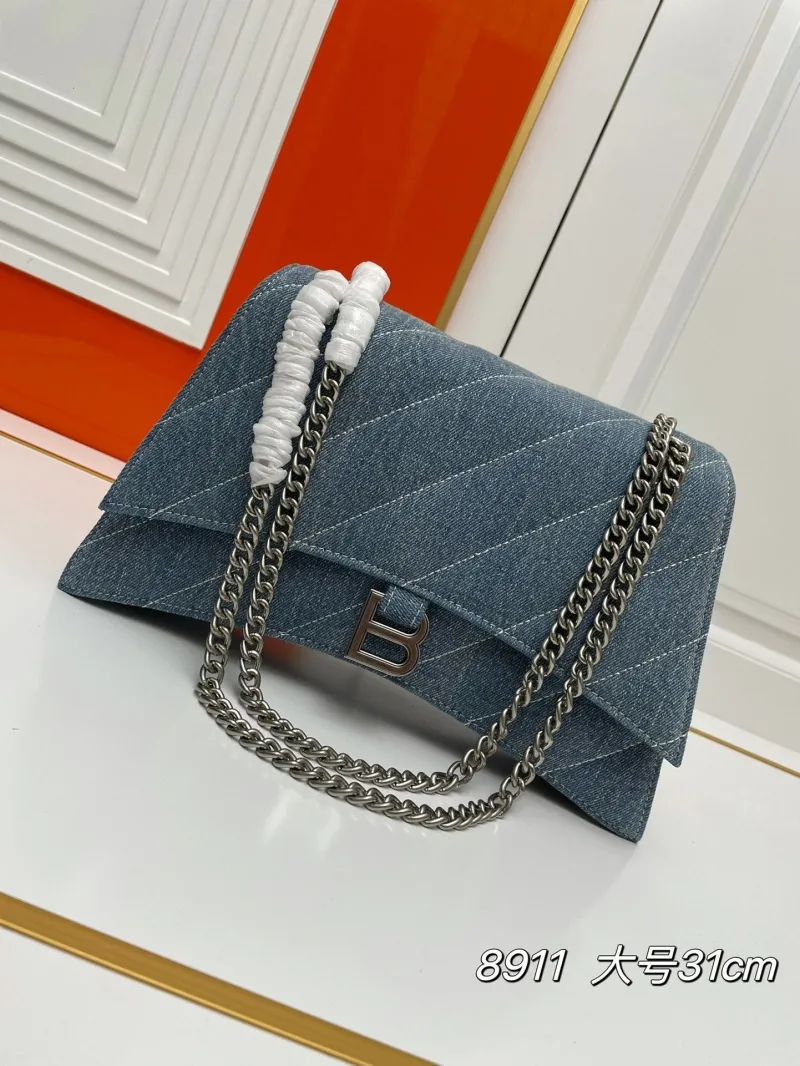 Balenciaga Large Denim Chain Shoulder Bag 8911