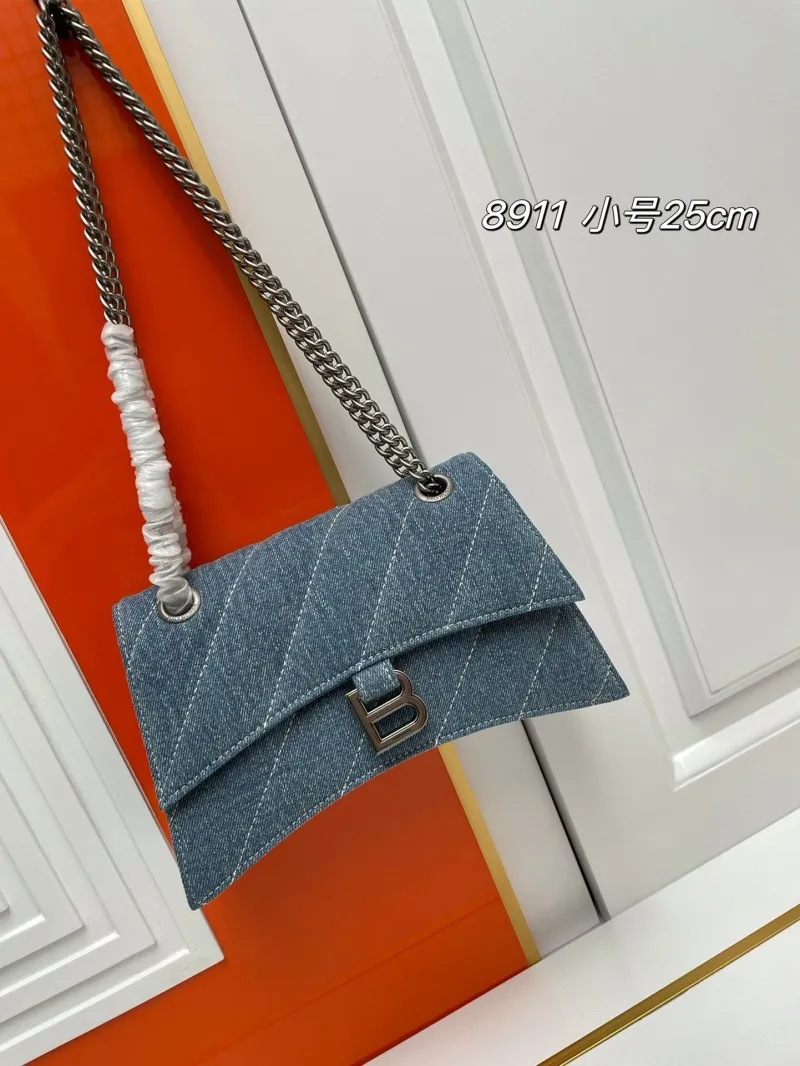 Balenciaga 8911 Small Denim Chain Shoulder Bag