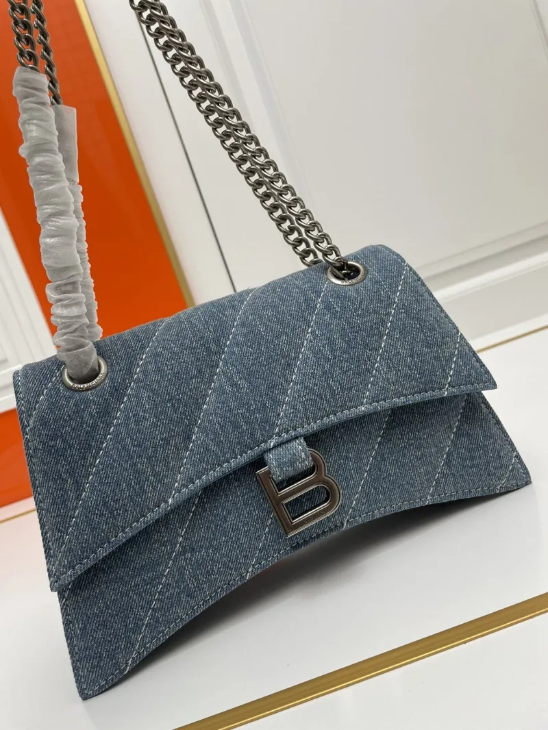 Balenciaga 8911 Small Denim Chain Shoulder Bag - Image 3