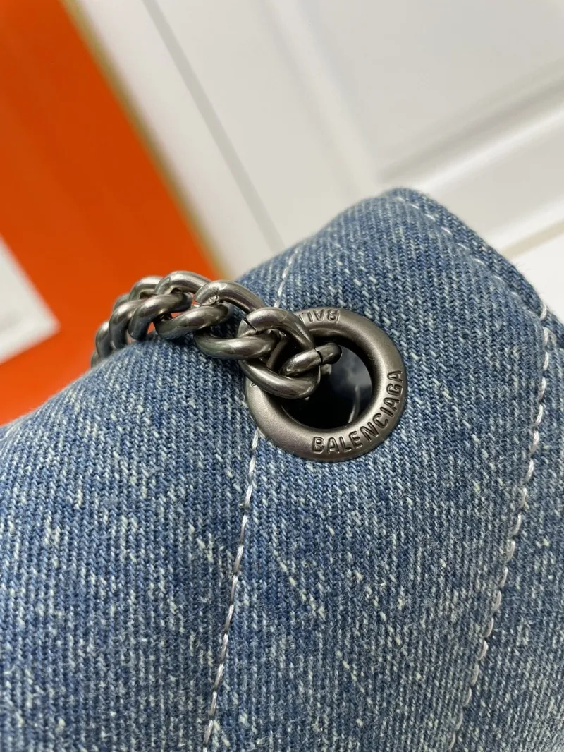 Balenciaga 8911 Small Denim Chain Shoulder Bag - Image 6