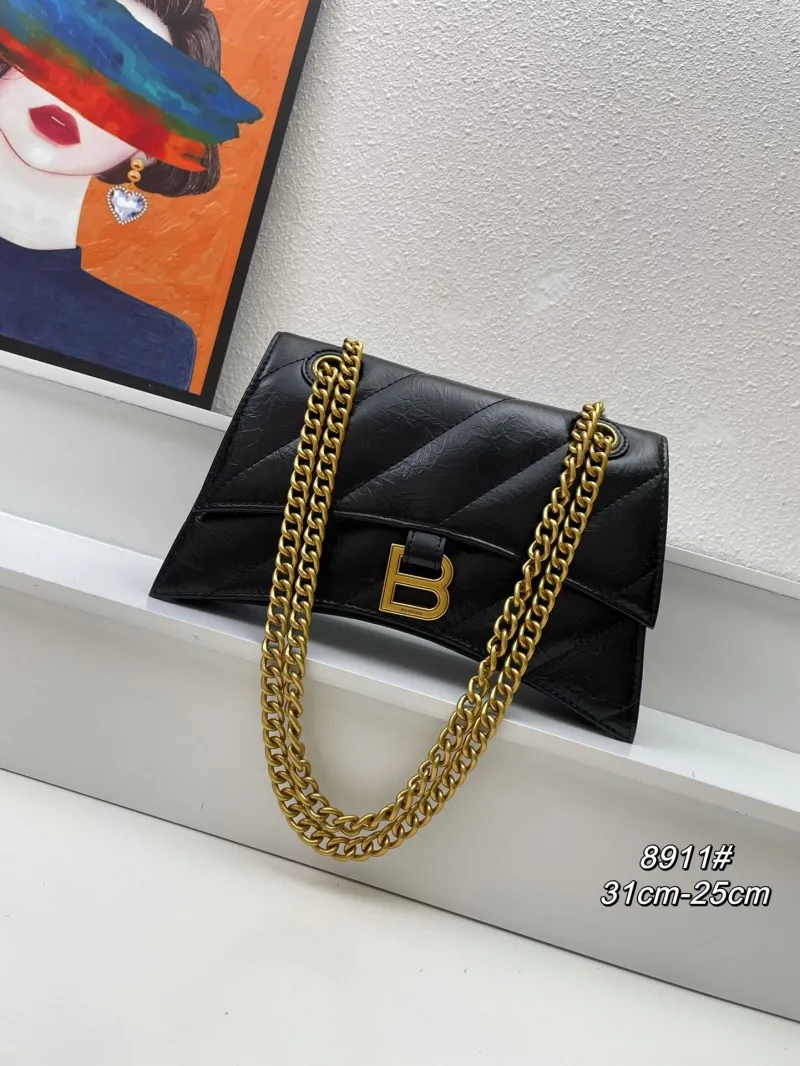 Balenciaga Black Chain Quilted Shoulder Handbag 8911 31cm-25cm