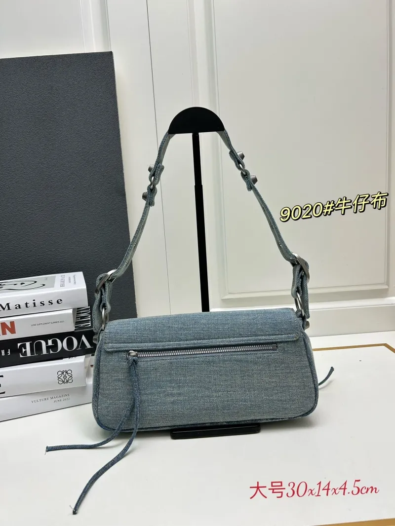 Balenciaga Denim Shoulder Bag 9020 Large - Image 3