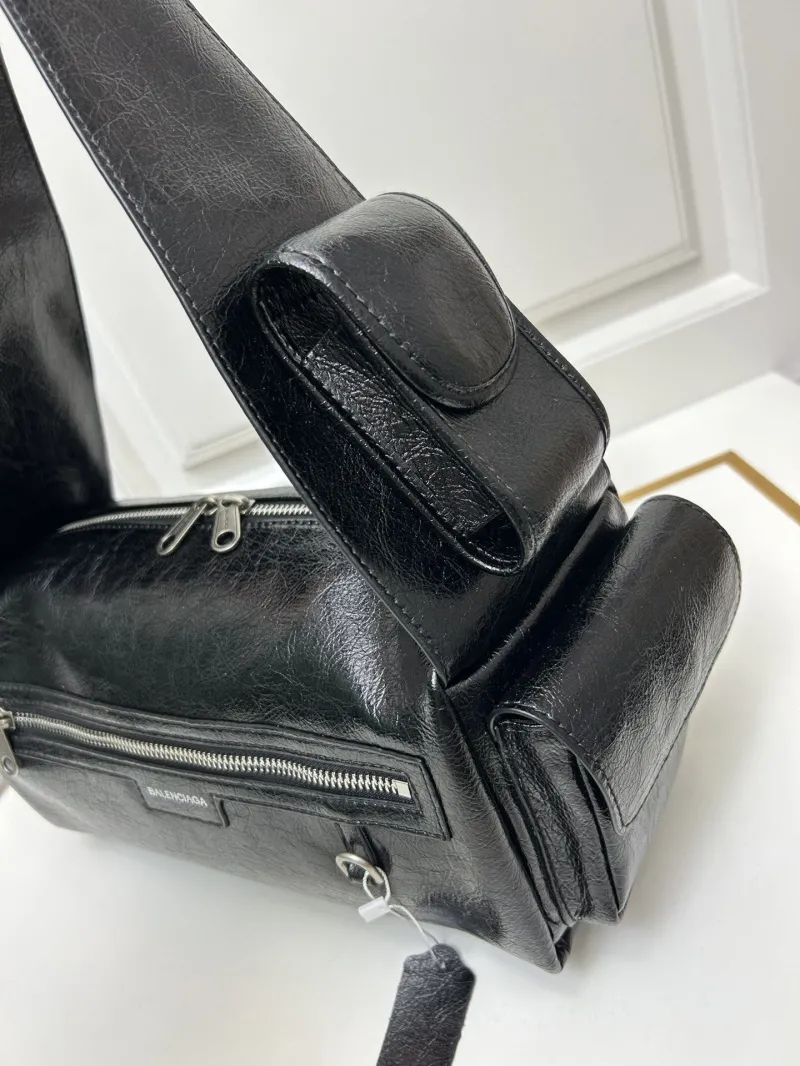 Balenciaga Black Leather Shoulder Bag 9019 - Image 4