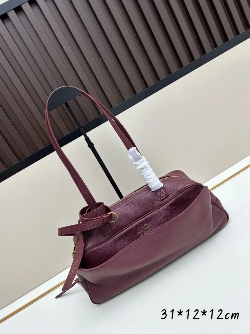 Balenciaga Burgundy Leather Top Handle Shoulder Bag 164