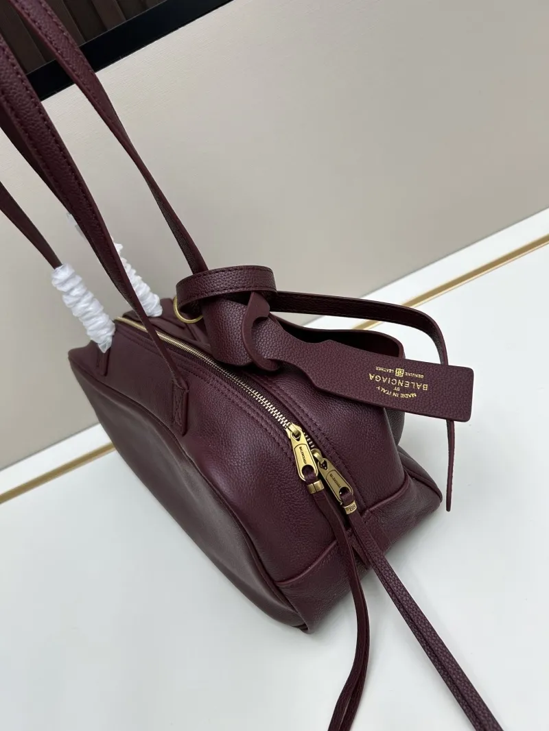 Balenciaga Burgundy Leather Top Handle Shoulder Bag 164 - Image 3