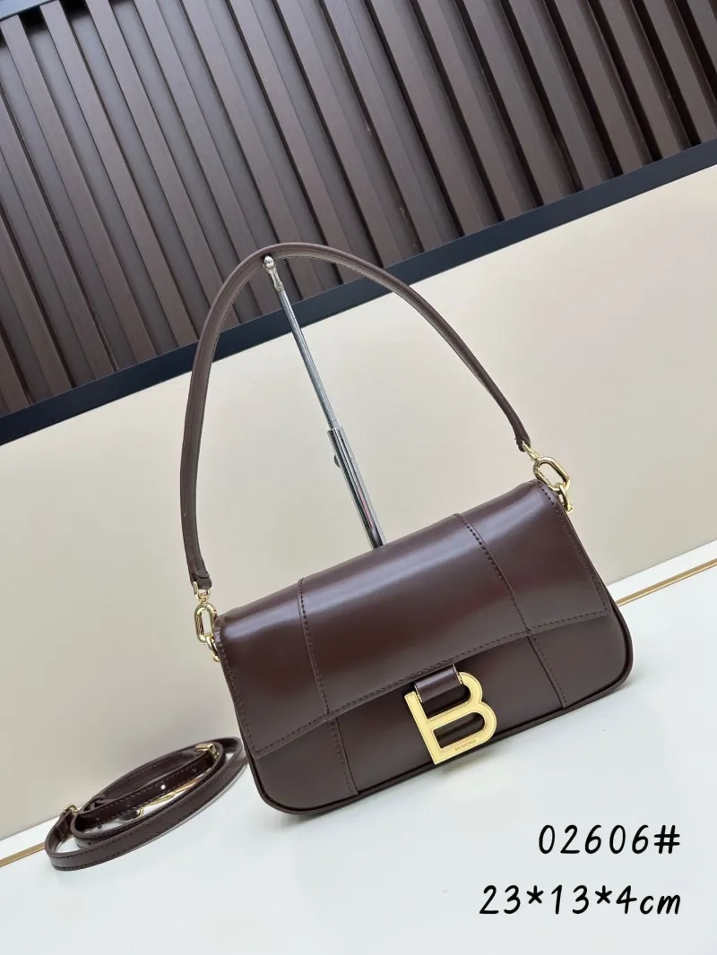 Balenciaga Dark Brown Leather Shoulder Bag 02606