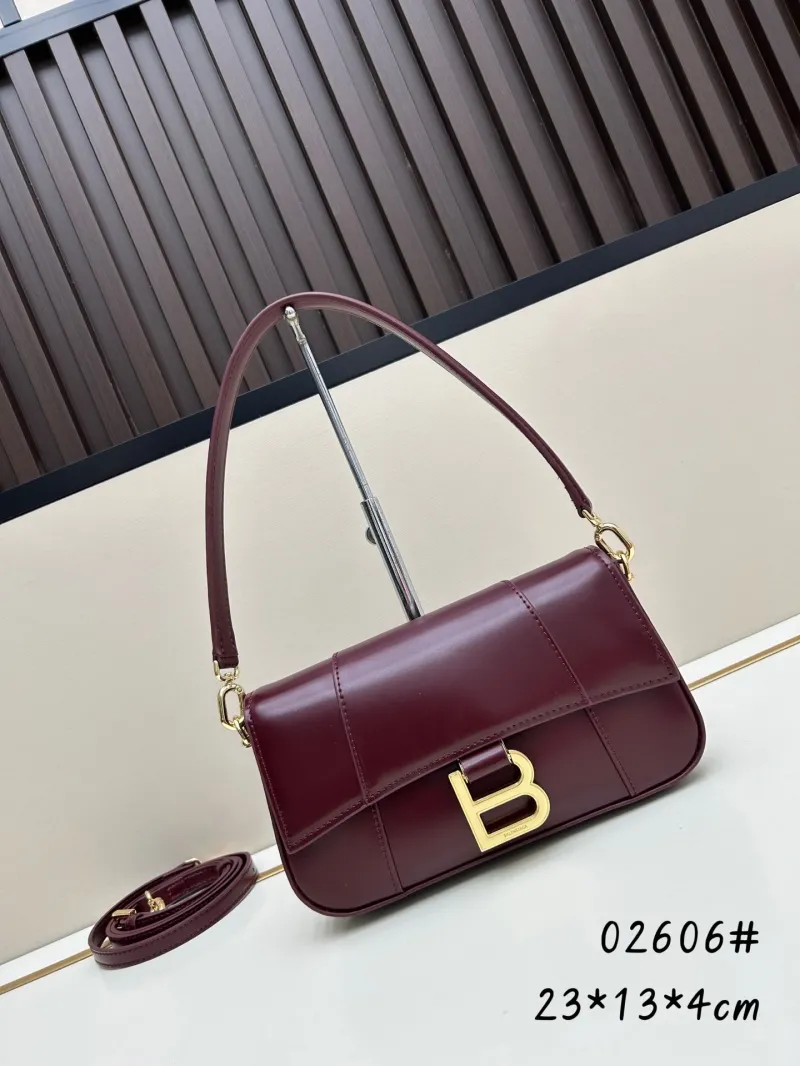 Balenciaga Burgundy Top Handle Shoulder Bag 02606