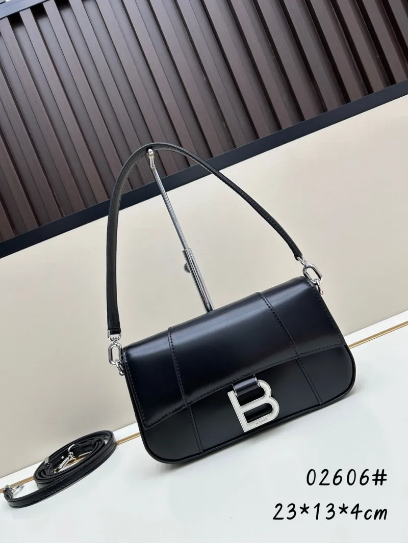 Balenciaga Black Leather Top Handle Shoulder Bag 02606