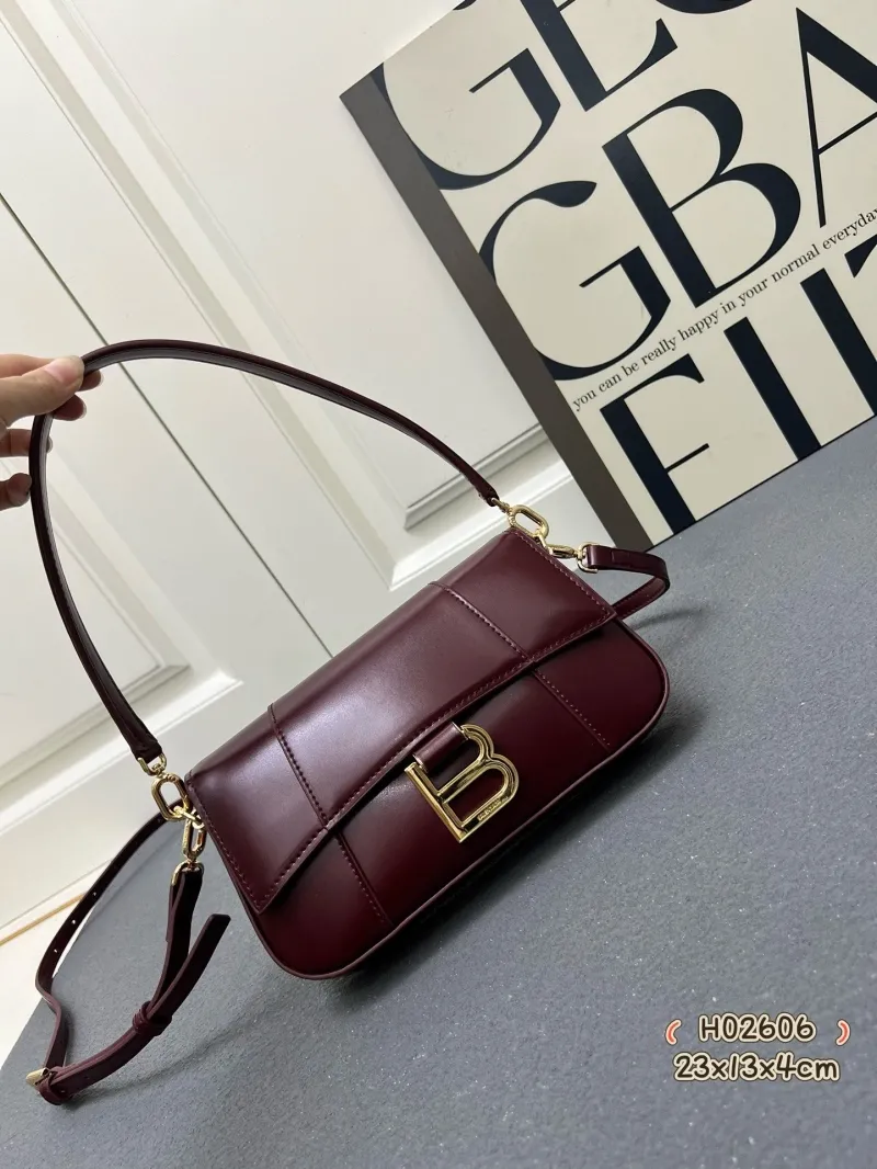 Balenciaga Maroon Top Handle Crossbody Bag H02606
