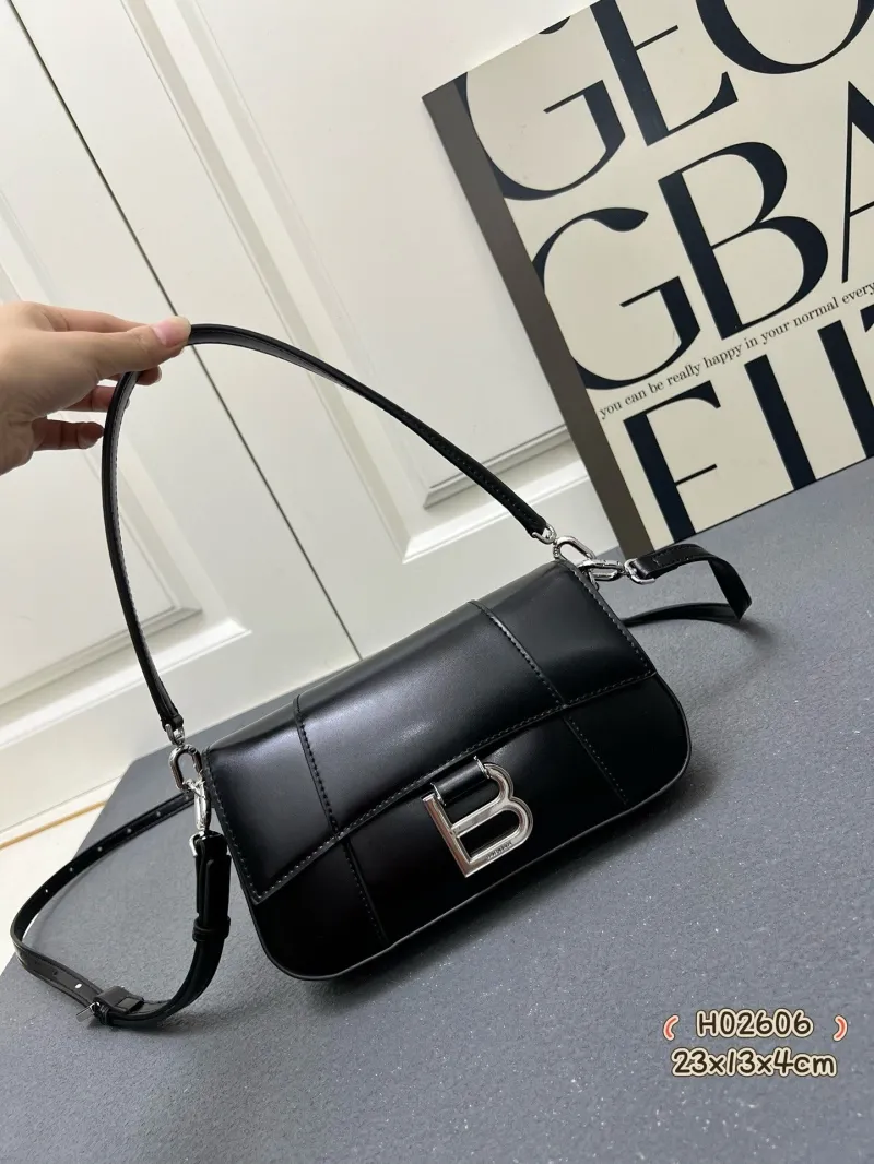 Balenciaga Black Leather Top Handle Crossbody Bag H02606