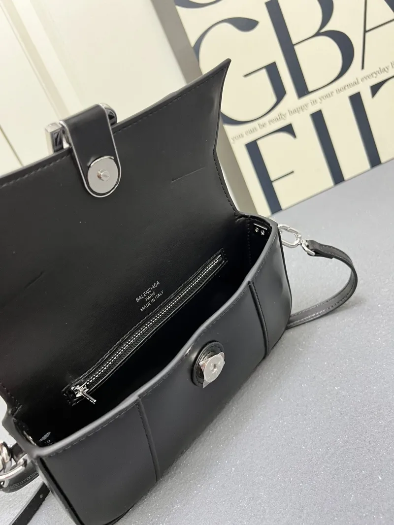 Balenciaga Black Leather Top Handle Crossbody Bag H02606 - Image 8