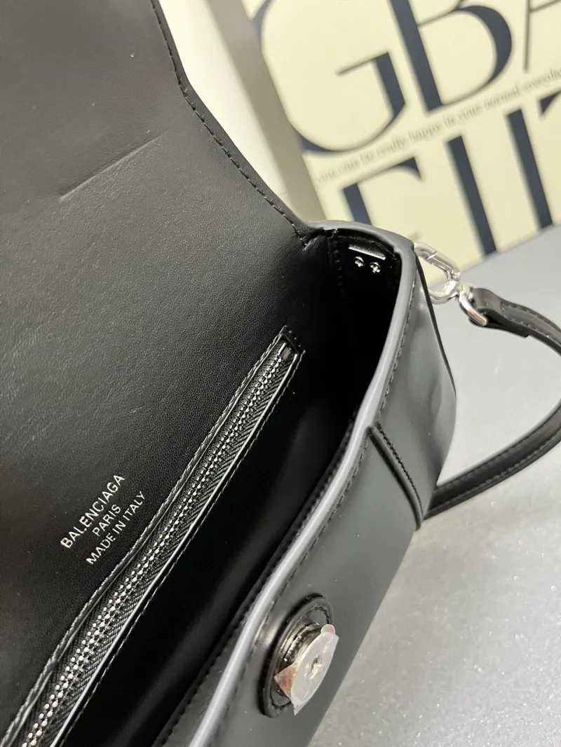 Balenciaga Black Leather Top Handle Crossbody Bag H02606 - Image 9