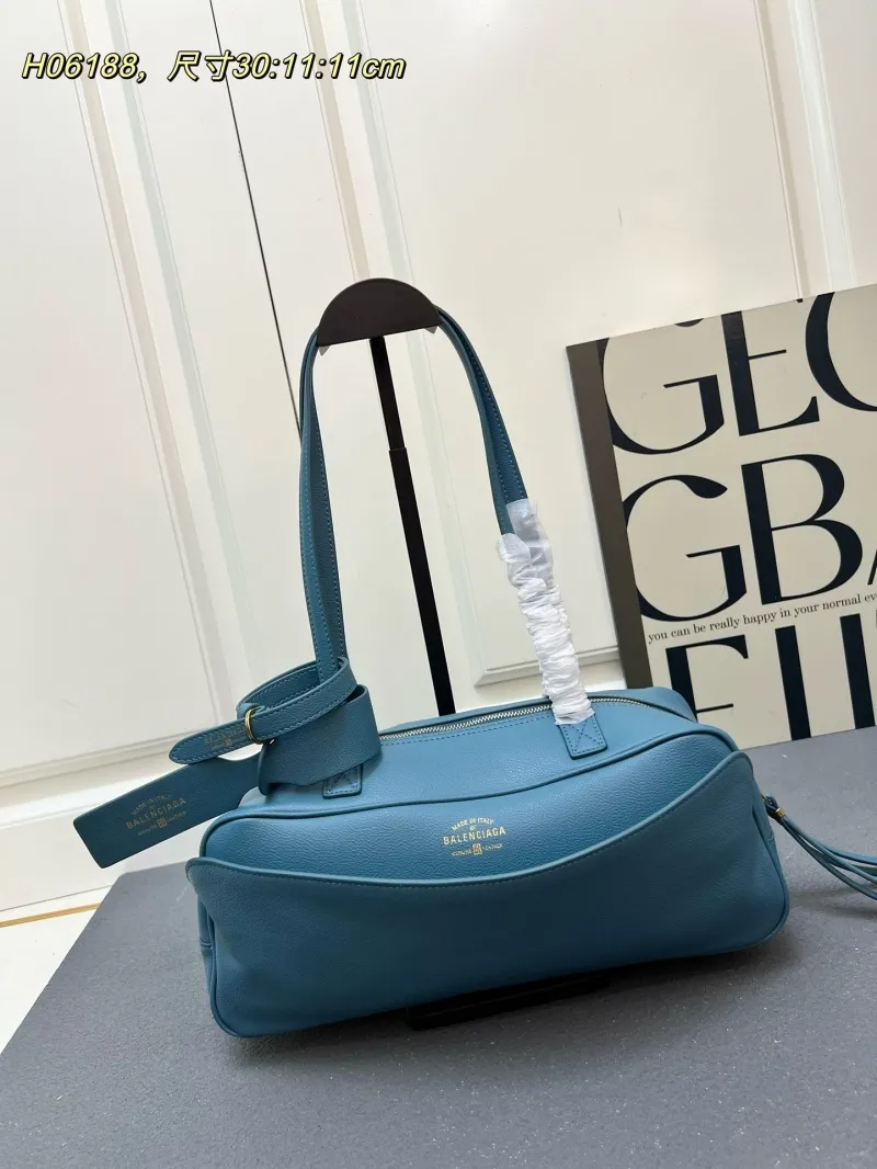 Balenciaga H06188 Blue Top Handle Leather Bag