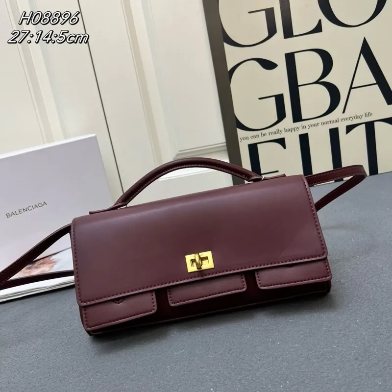Balenciaga H08896 Burgundy Top Handle Crossbody Bag