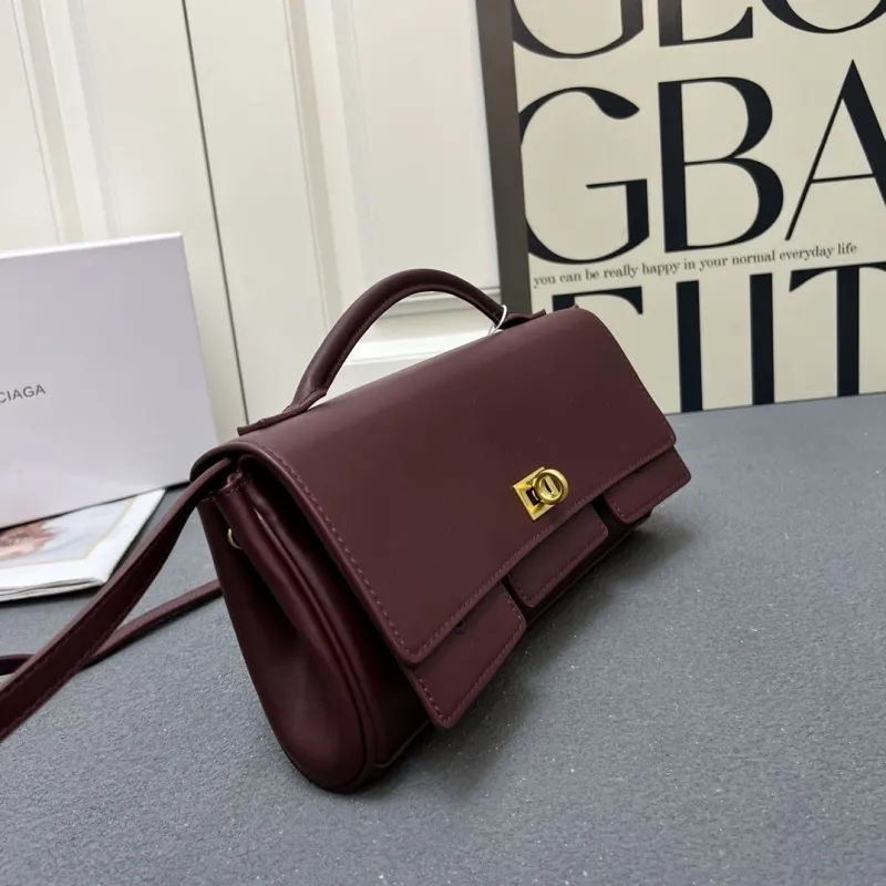 Balenciaga H08896 Burgundy Top Handle Crossbody Bag - Image 3
