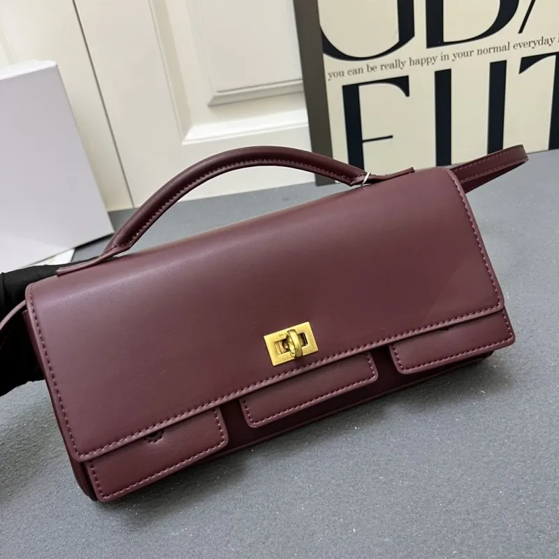 Balenciaga H08896 Burgundy Top Handle Crossbody Bag - Image 4
