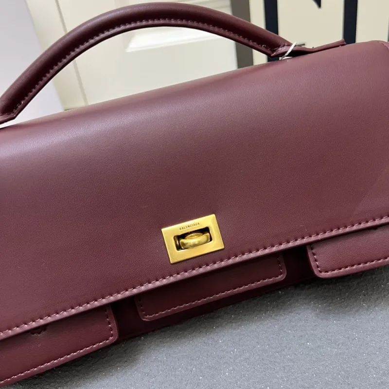 Balenciaga H08896 Burgundy Top Handle Crossbody Bag - Image 5