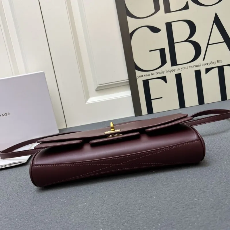 Balenciaga H08896 Burgundy Top Handle Crossbody Bag - Image 7