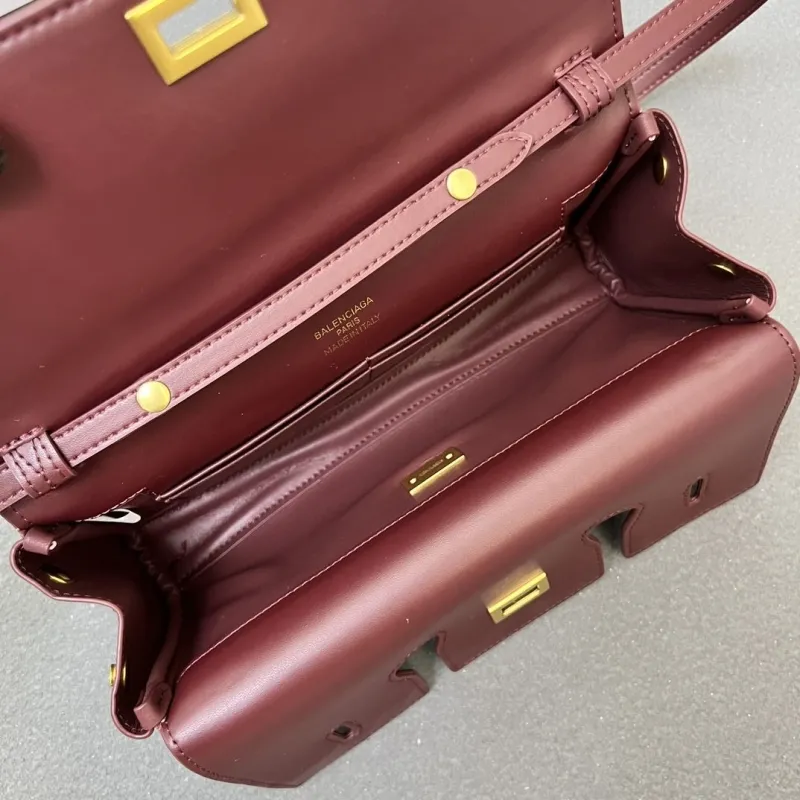 Balenciaga H08896 Burgundy Top Handle Crossbody Bag - Image 8