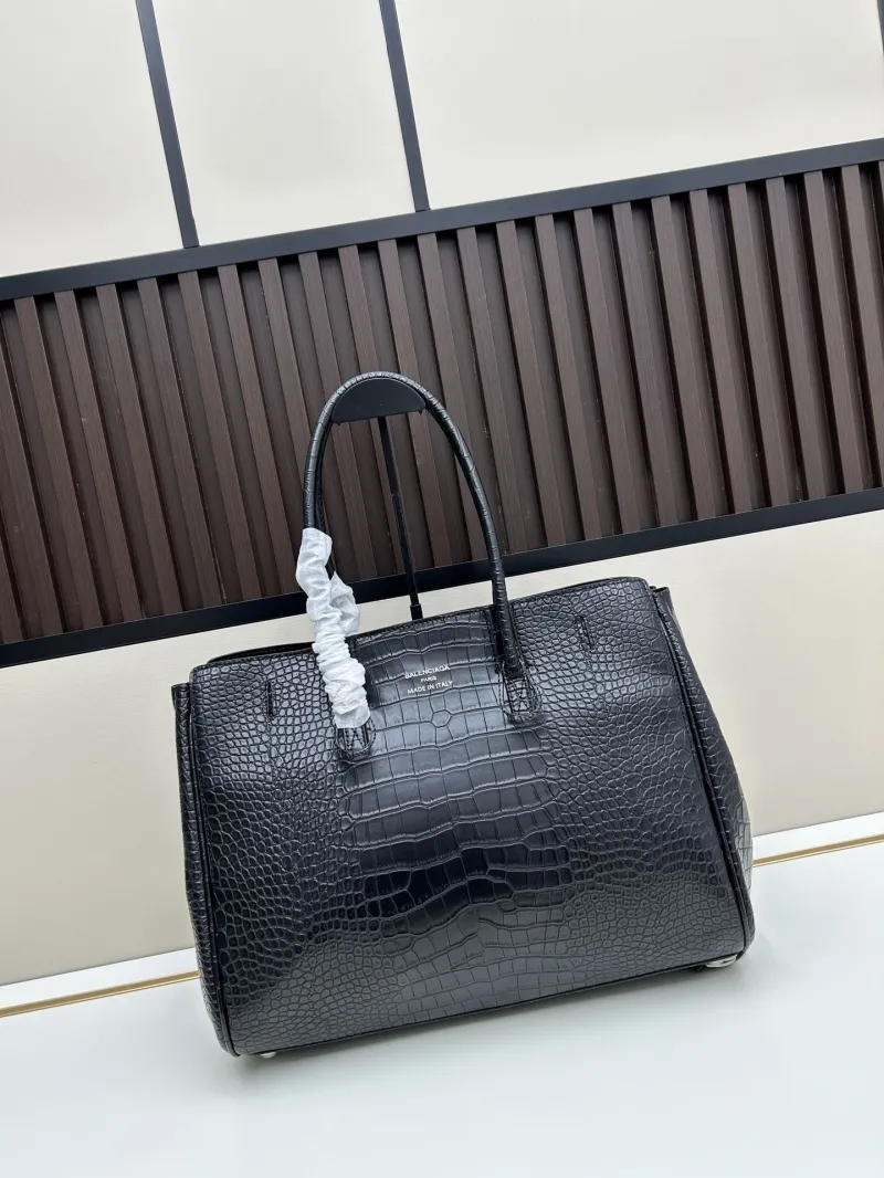 Alternative view of Balenciaga Black Crocodile Embossed Top Handle Bag 8050