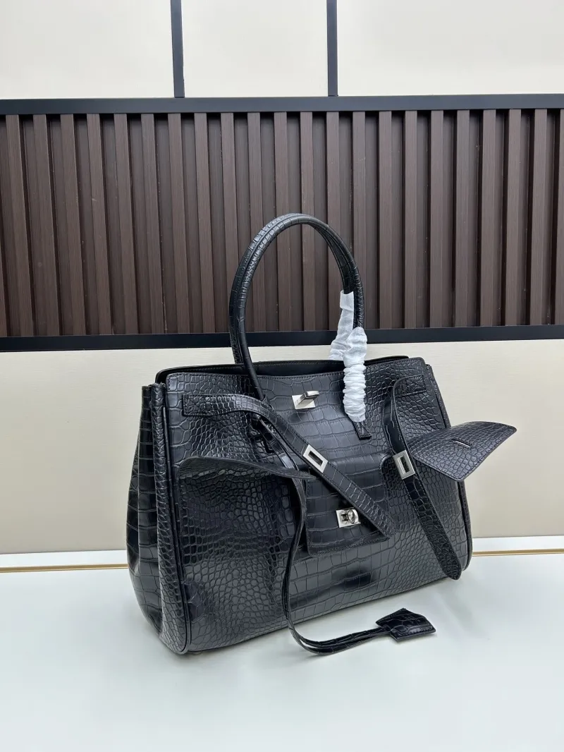Balenciaga Black Crocodile Embossed Top Handle Bag 8050 - Image 3
