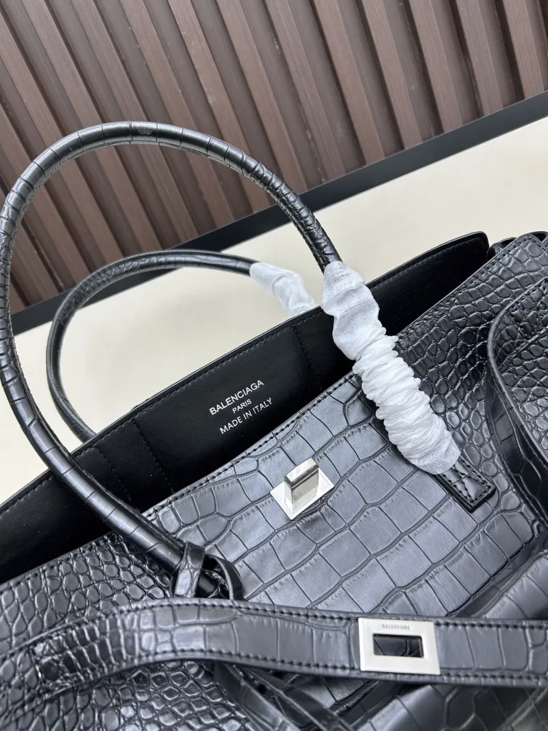 Balenciaga Black Crocodile Embossed Top Handle Bag 8050 - Image 4