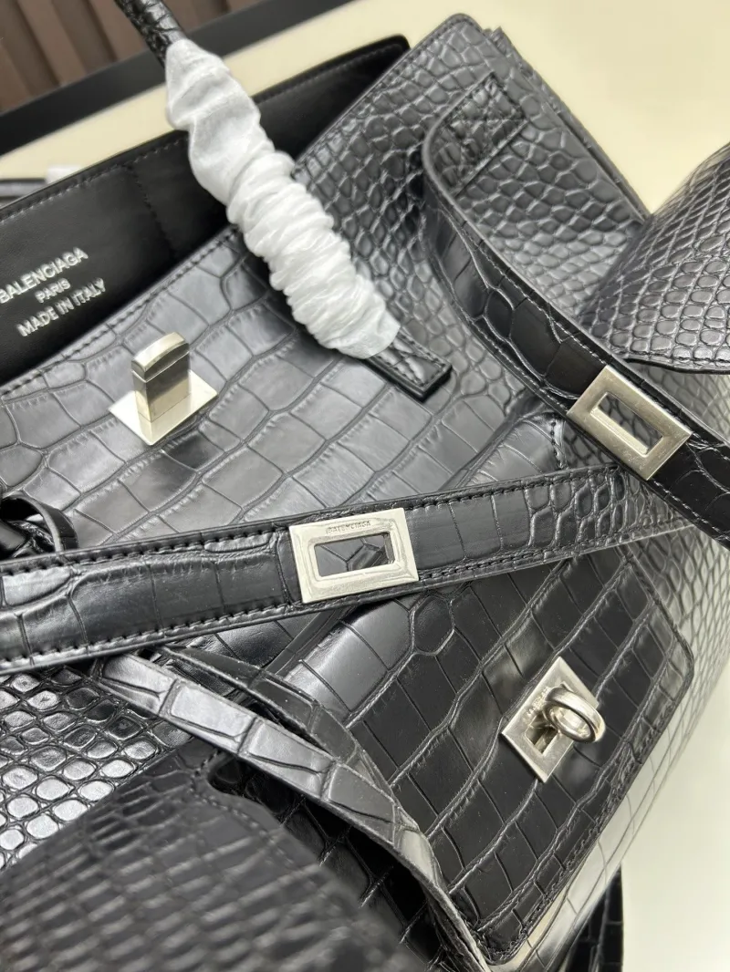 Balenciaga Black Crocodile Embossed Top Handle Bag 8050 - Image 5